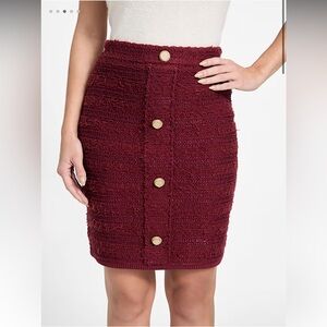 Marciano Burgundy Faux Button-Up Skirt - Size L